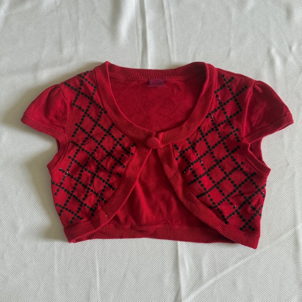 Black Diamond Knit Shrug Red Cardigan – Button Front | Forever Orchid